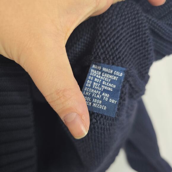 Vintage Polo Ralph Lauren Sweater Men's Crewneck Cotton Navy Blue Preppy XXL - Picture 3 of 4